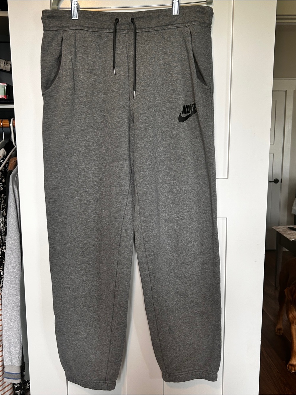 Nike Gray Sweat Joggers with Black Swoosh